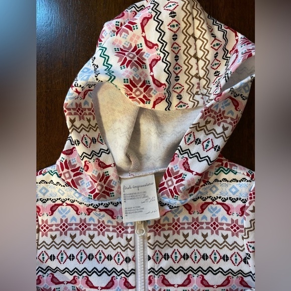 First Impressions | pink norweigan zip up hoodie | baby girl 3-6 mo - Picture 4 of 5